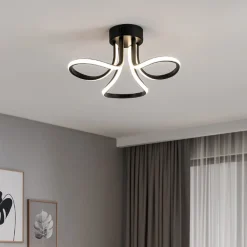 Yara 3 Light Black LED Semi Flush Ceiling Light