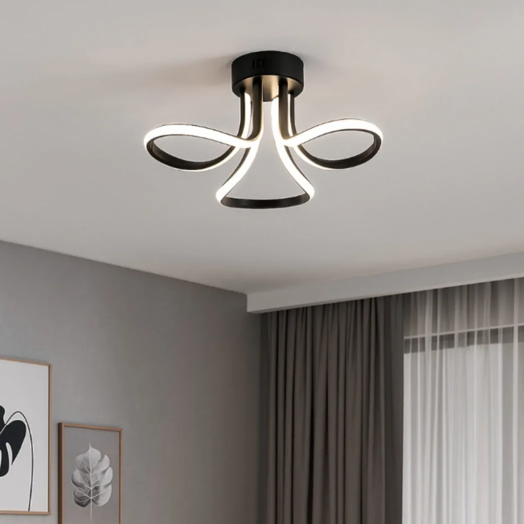 Yara 3 Light Black LED Semi Flush Ceiling Light