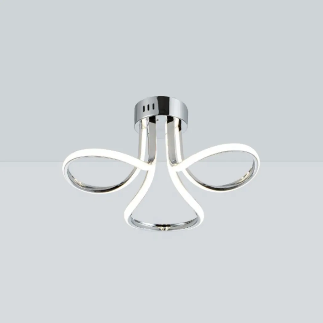 Yara 3 Light Chrome LED Semi Flush Ceiling Light