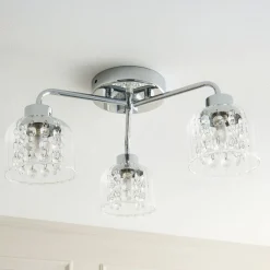 Yarrow 3 Light Polished Chrome Semi Flush Ceiling Light