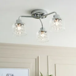 Yarrow 3 Light Polished Chrome Semi Flush Ceiling Light