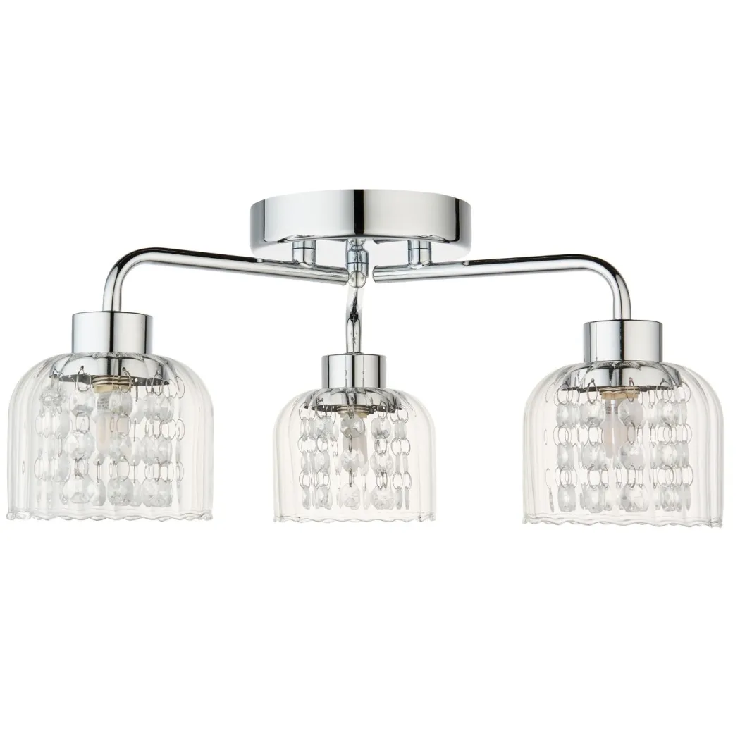 Yarrow 3 Light Polished Chrome Semi Flush Ceiling Light