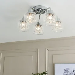 Yarrow 5 Light Polished Chrome Semi Flush Ceiling Light