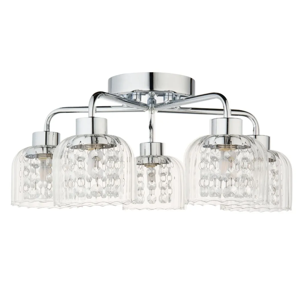 Yarrow 5 Light Polished Chrome Semi Flush Ceiling Light