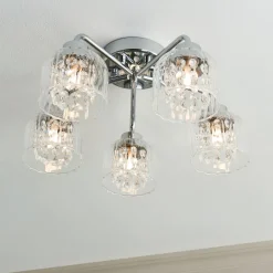 Yarrow 5 Light Polished Chrome Semi Flush Ceiling Light