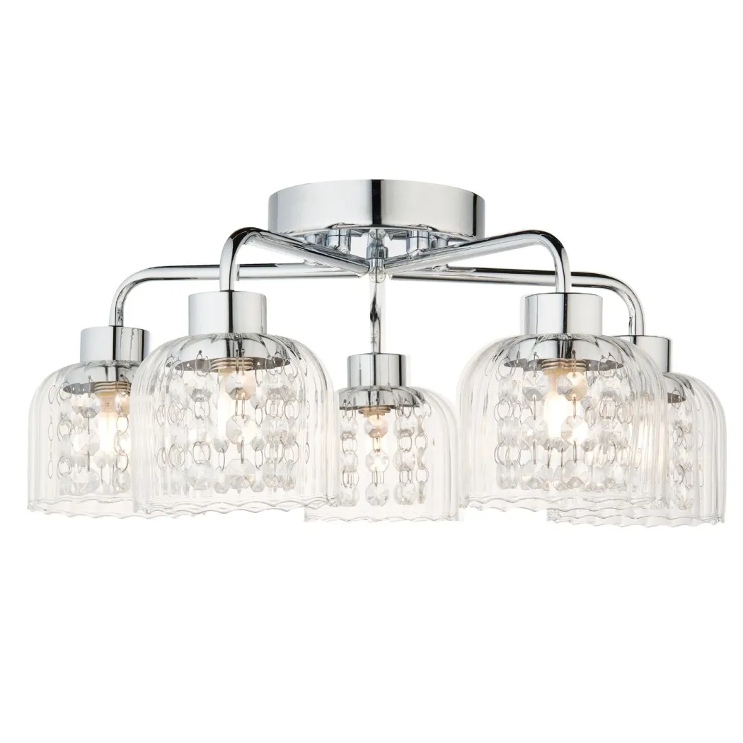 Yarrow 5 Light Polished Chrome Semi Flush Ceiling Light