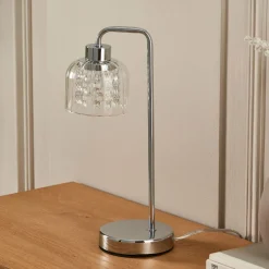 Yarrow Polished Chrome & Glass Table Lamp