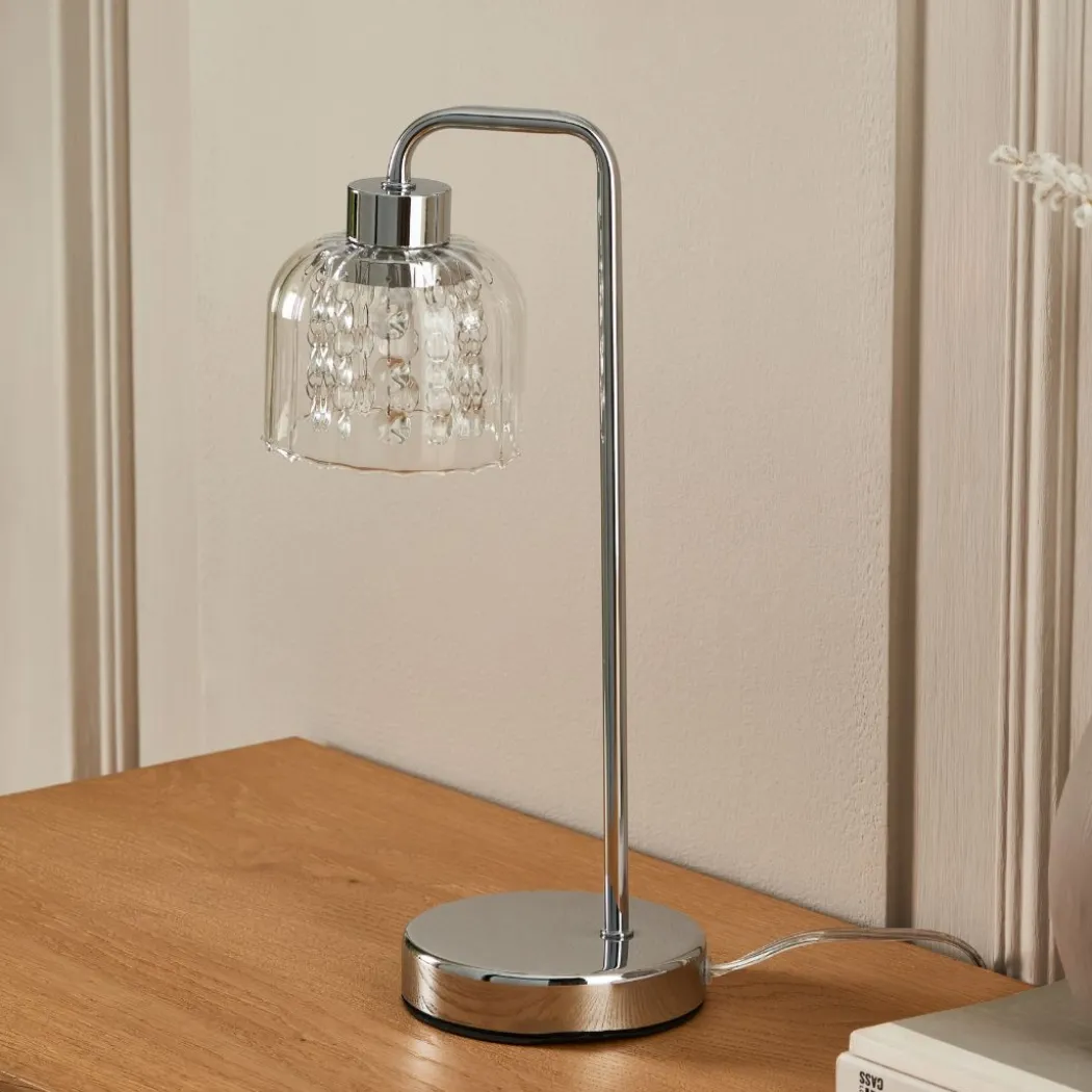 Yarrow Polished Chrome & Glass Table Lamp