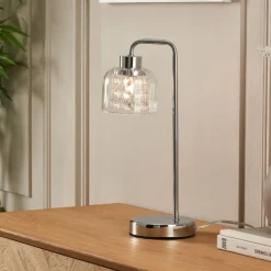 Yarrow Polished Chrome & Glass Table Lamp