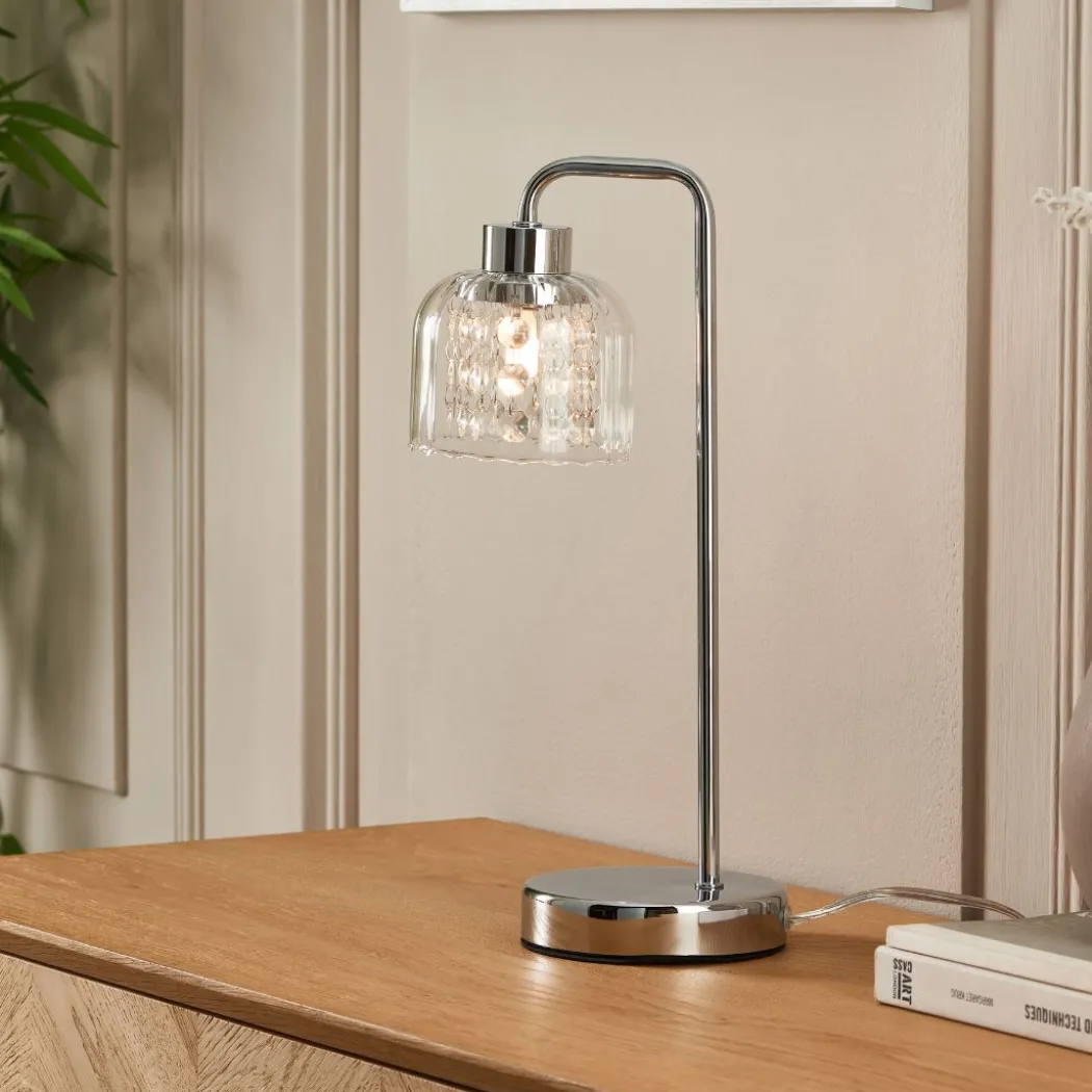 Yarrow Polished Chrome & Glass Table Lamp