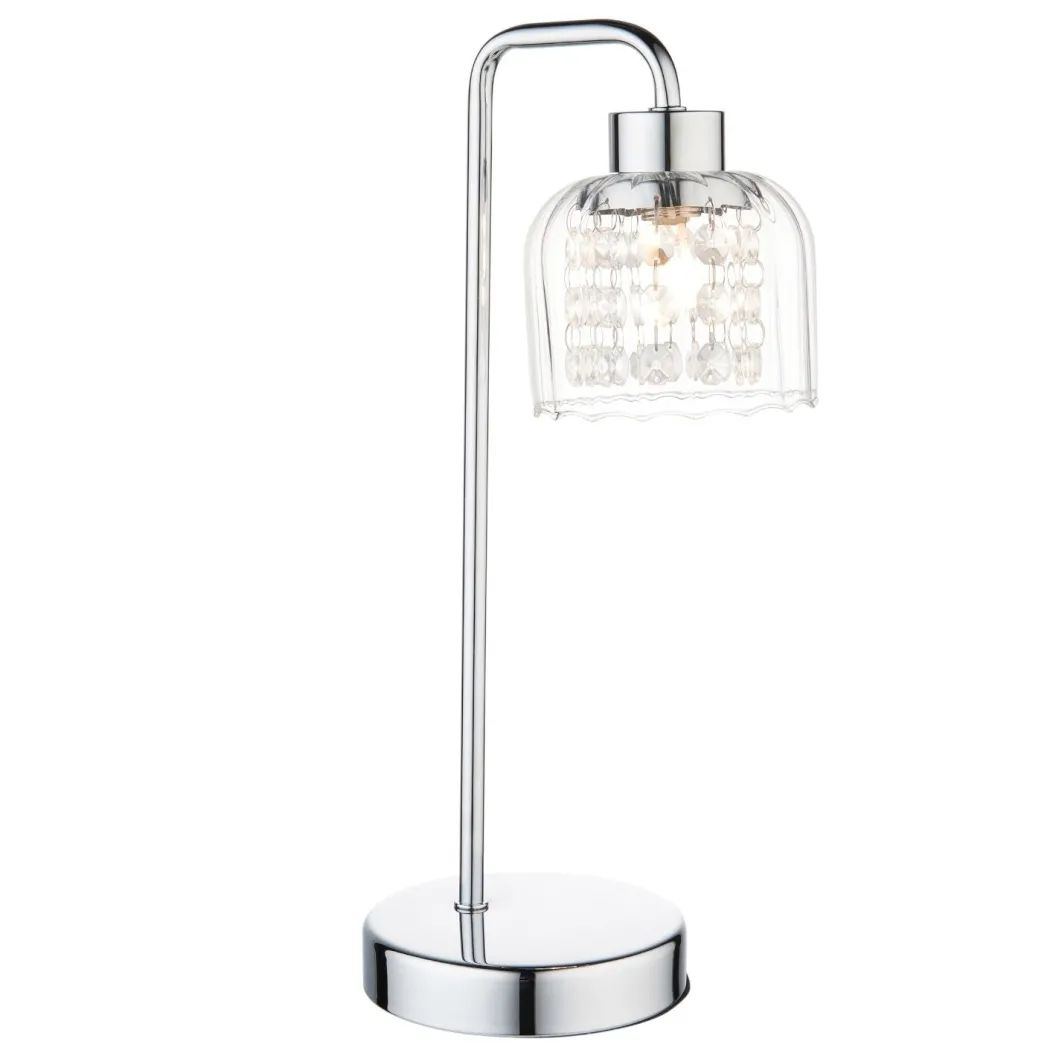 Yarrow Polished Chrome & Glass Table Lamp