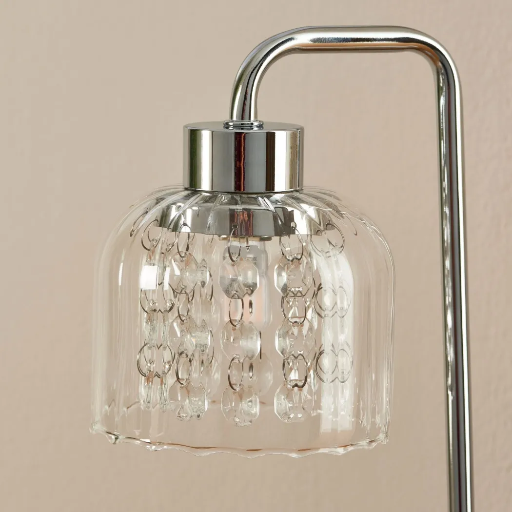 Yarrow Polished Chrome & Glass Table Lamp