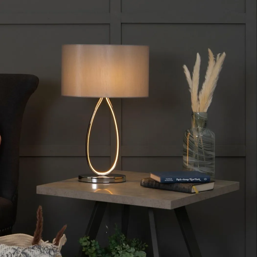Zabina Polished Chrome & Grey LED Table Lamp