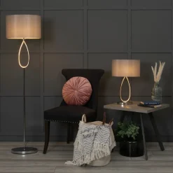 Zabina Polished Chrome & Grey LED Table Lamp