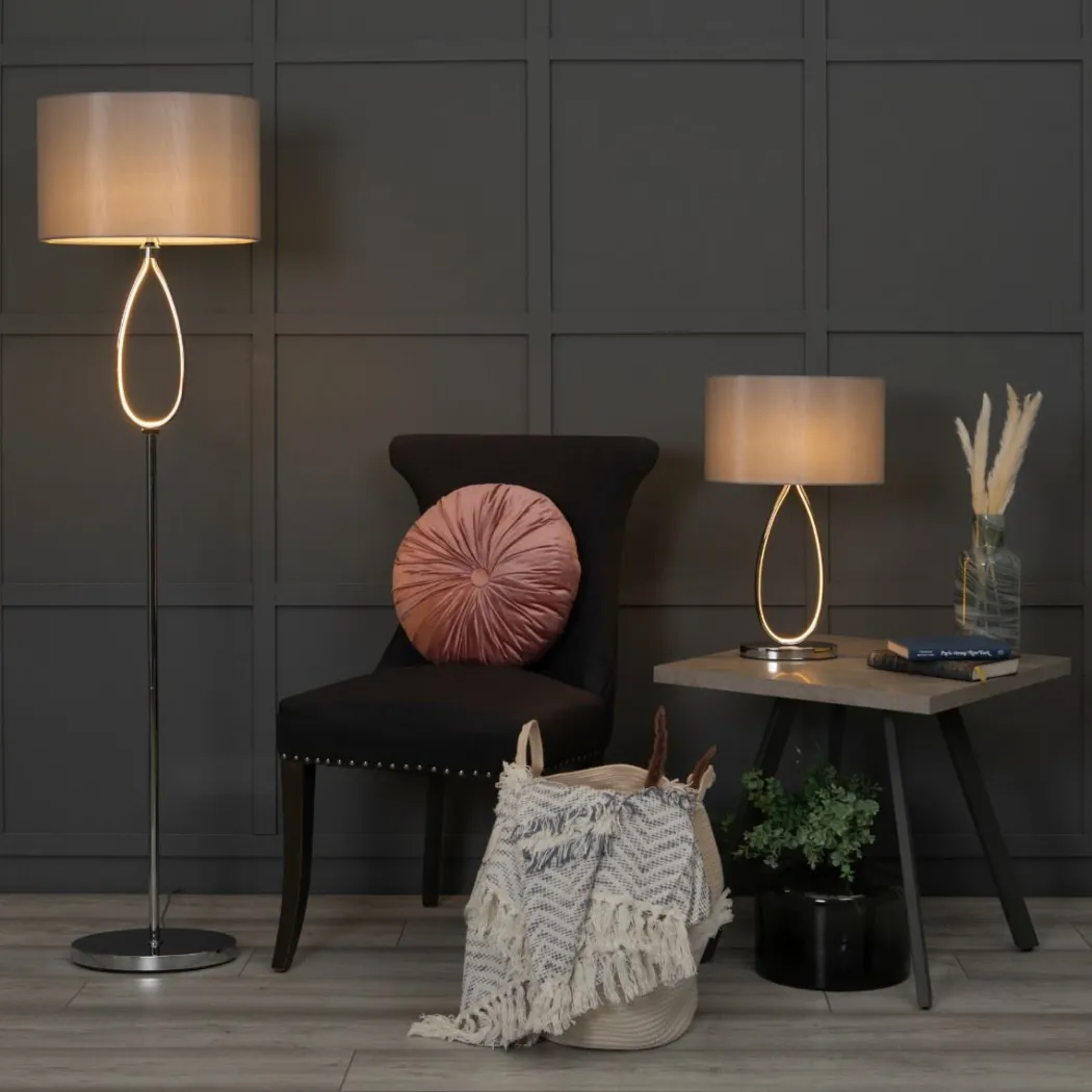 Zabina Polished Chrome & Grey LED Table Lamp