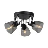 Zach 3 Light Black Ceiling Spotlight Plate with Glass Shade