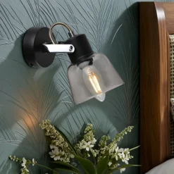 Zach Black Spotlight with Glass Shade