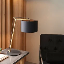 Zaira Brass and Black Desk Table Lamp