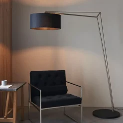 Zaira Nickel and Black Floor Lamp