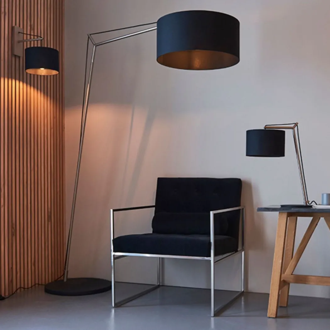 Zaira Nickel and Black Floor Lamp