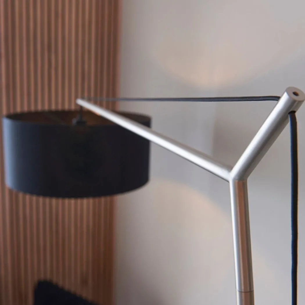 Zaira Nickel and Black Floor Lamp