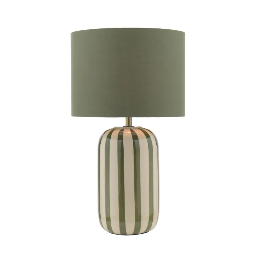 Zella Green Striped Table Lamp
