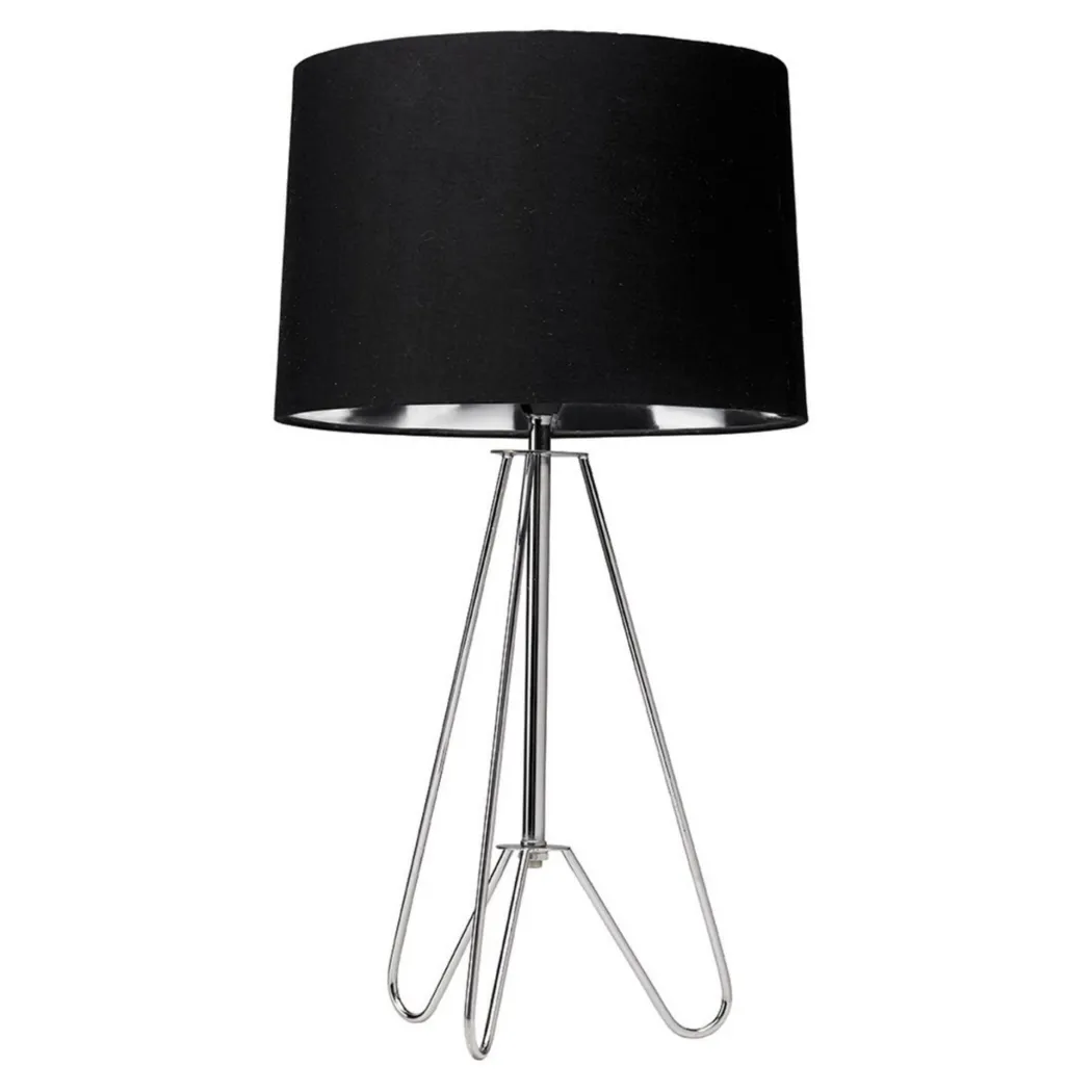 Ziggy Chrome & Black Tripod Table Lamp