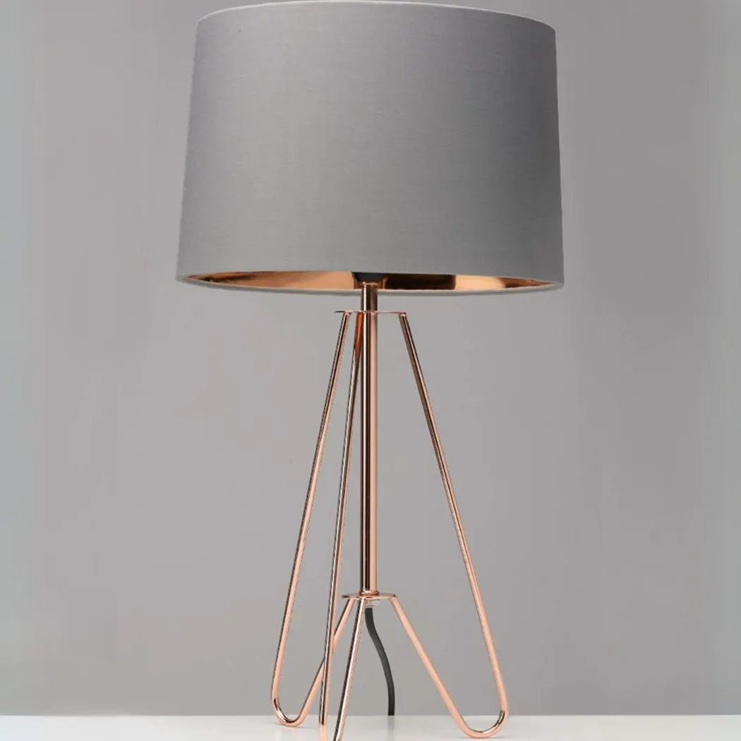 Ziggy Copper & Grey Tripod Table Lamp