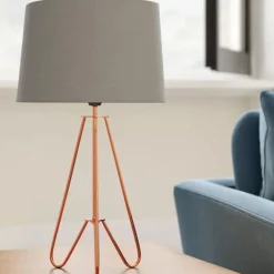Ziggy Copper & Grey Tripod Table Lamp