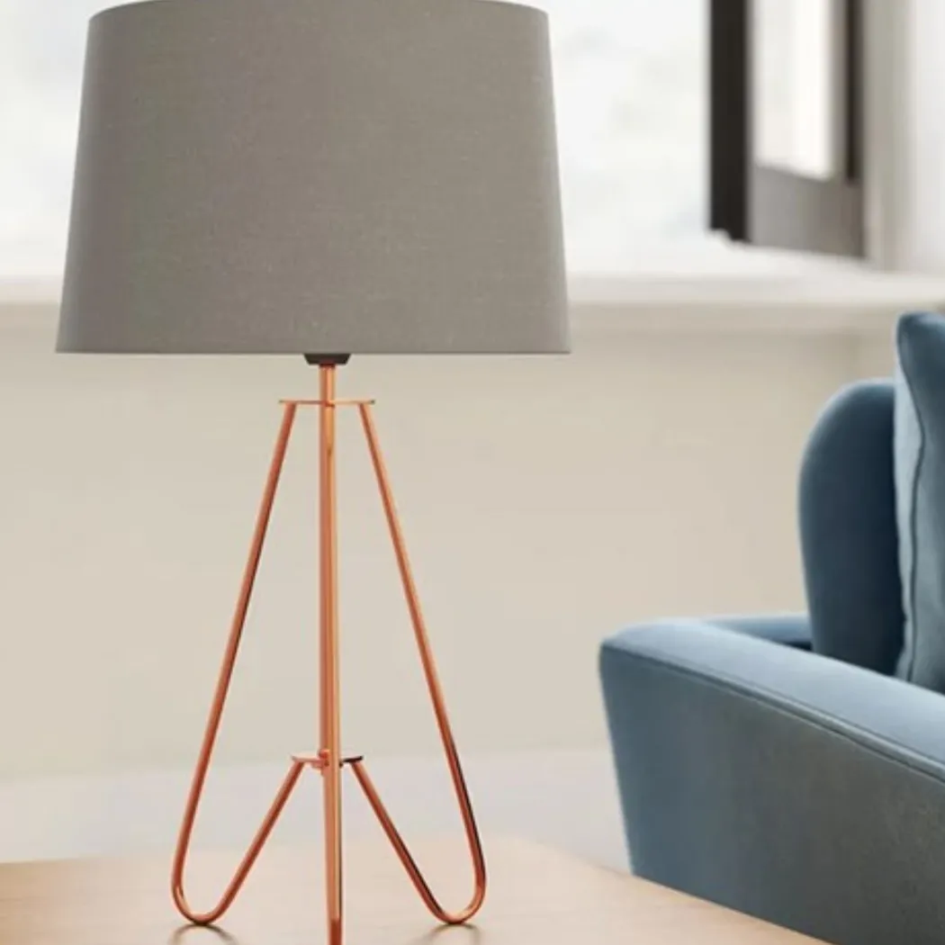 Ziggy Copper & Grey Tripod Table Lamp