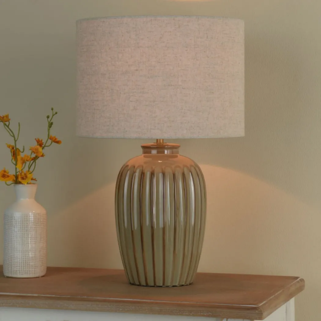 Zinnia Brown Ribbed Table Lamp