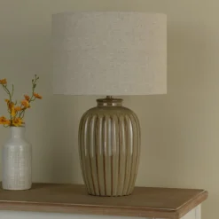 Zinnia Brown Ribbed Table Lamp