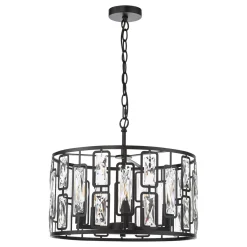 Zoelle 5 Light Black & Crystal Pendant Ceiling Light