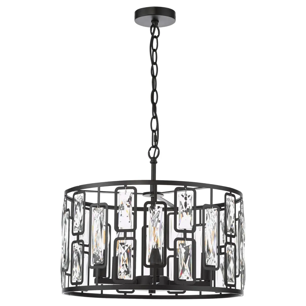 Zoelle 5 Light Black & Crystal Pendant Ceiling Light