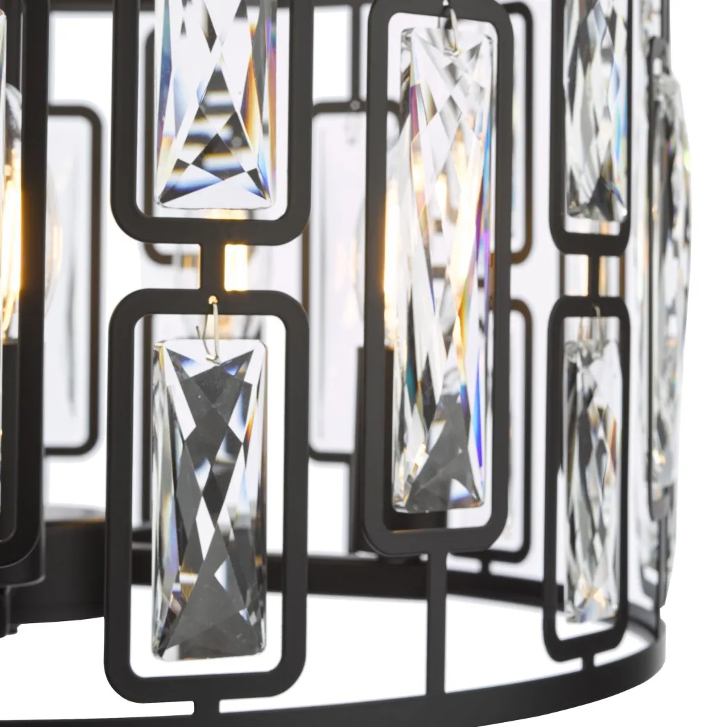 Zoelle 5 Light Black & Crystal Pendant Ceiling Light