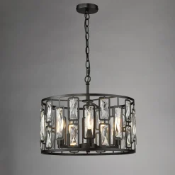 Zoelle 5 Light Black & Crystal Pendant Ceiling Light