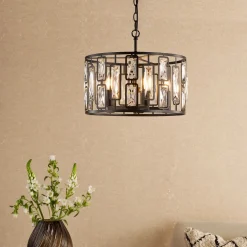 Zoelle 5 Light Black & Crystal Pendant Ceiling Light