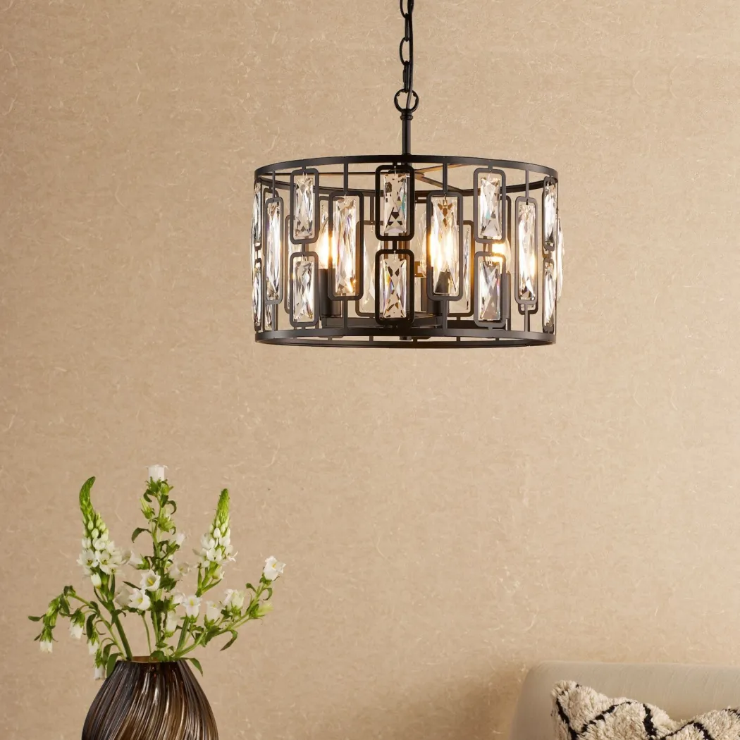 Zoelle 5 Light Black & Crystal Pendant Ceiling Light