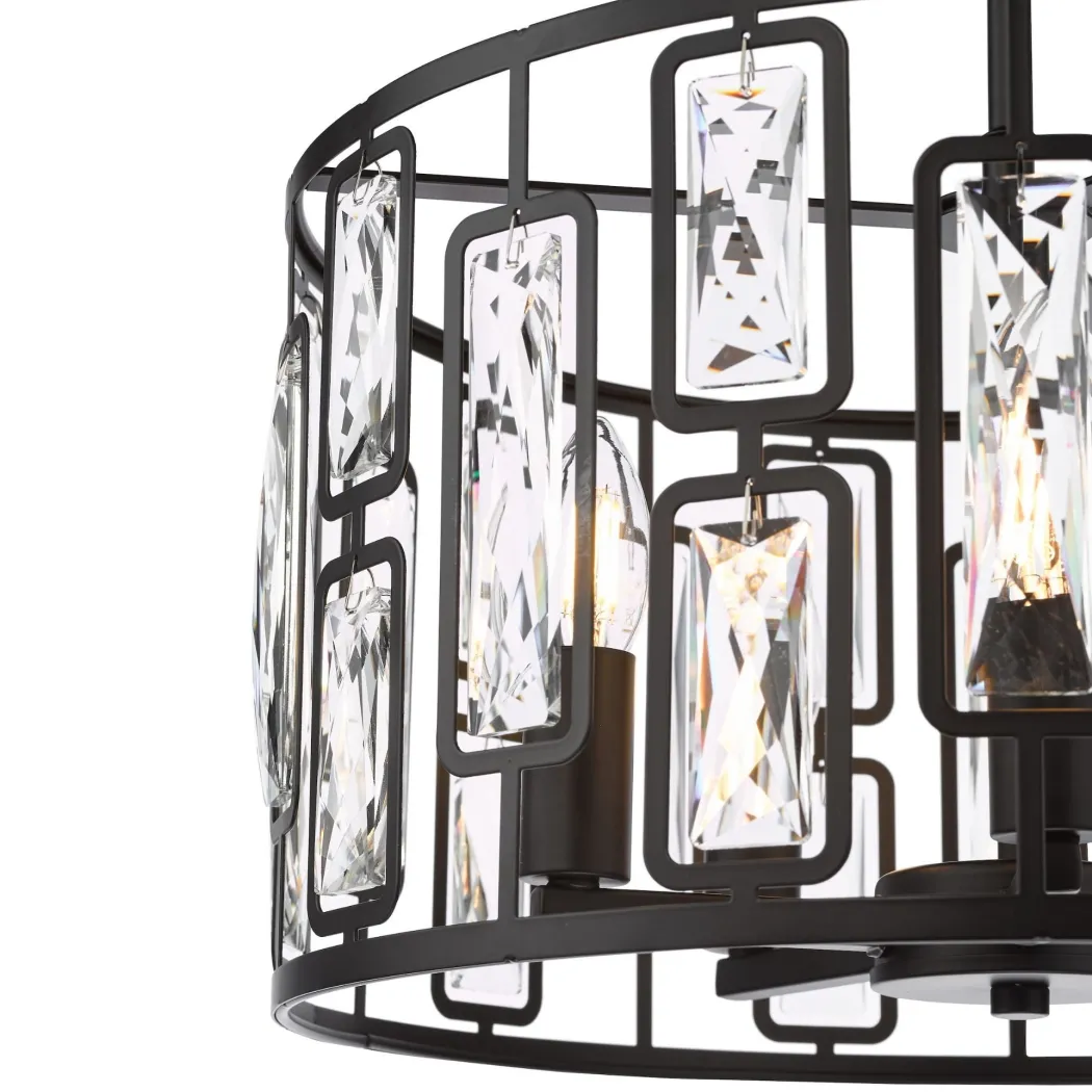 Zoelle 5 Light Black & Crystal Pendant Ceiling Light