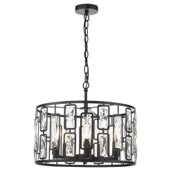 Zoelle 5 Light Black & Crystal Pendant Ceiling Light