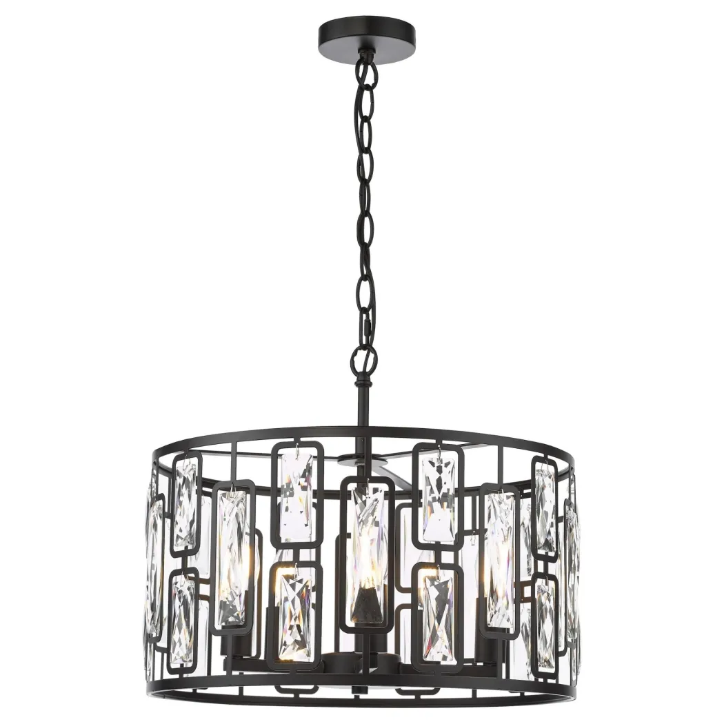 Zoelle 5 Light Black & Crystal Pendant Ceiling Light