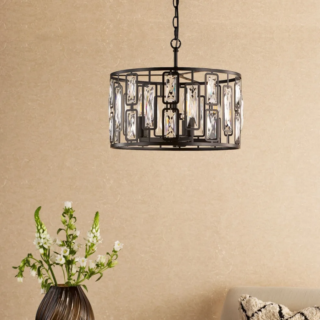 Zoelle 5 Light Black & Crystal Pendant Ceiling Light