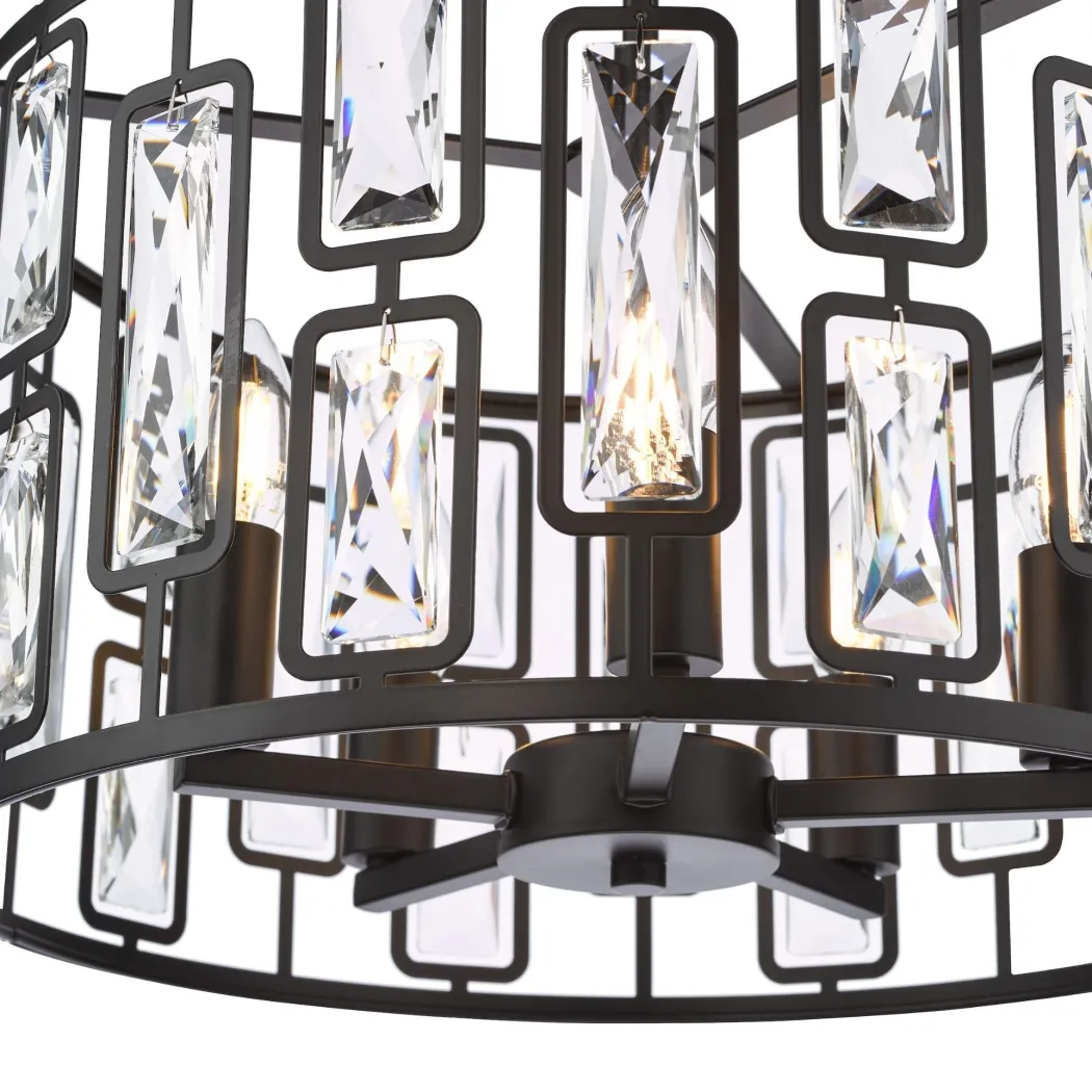 Zoelle 5 Light Black & Crystal Pendant Ceiling Light