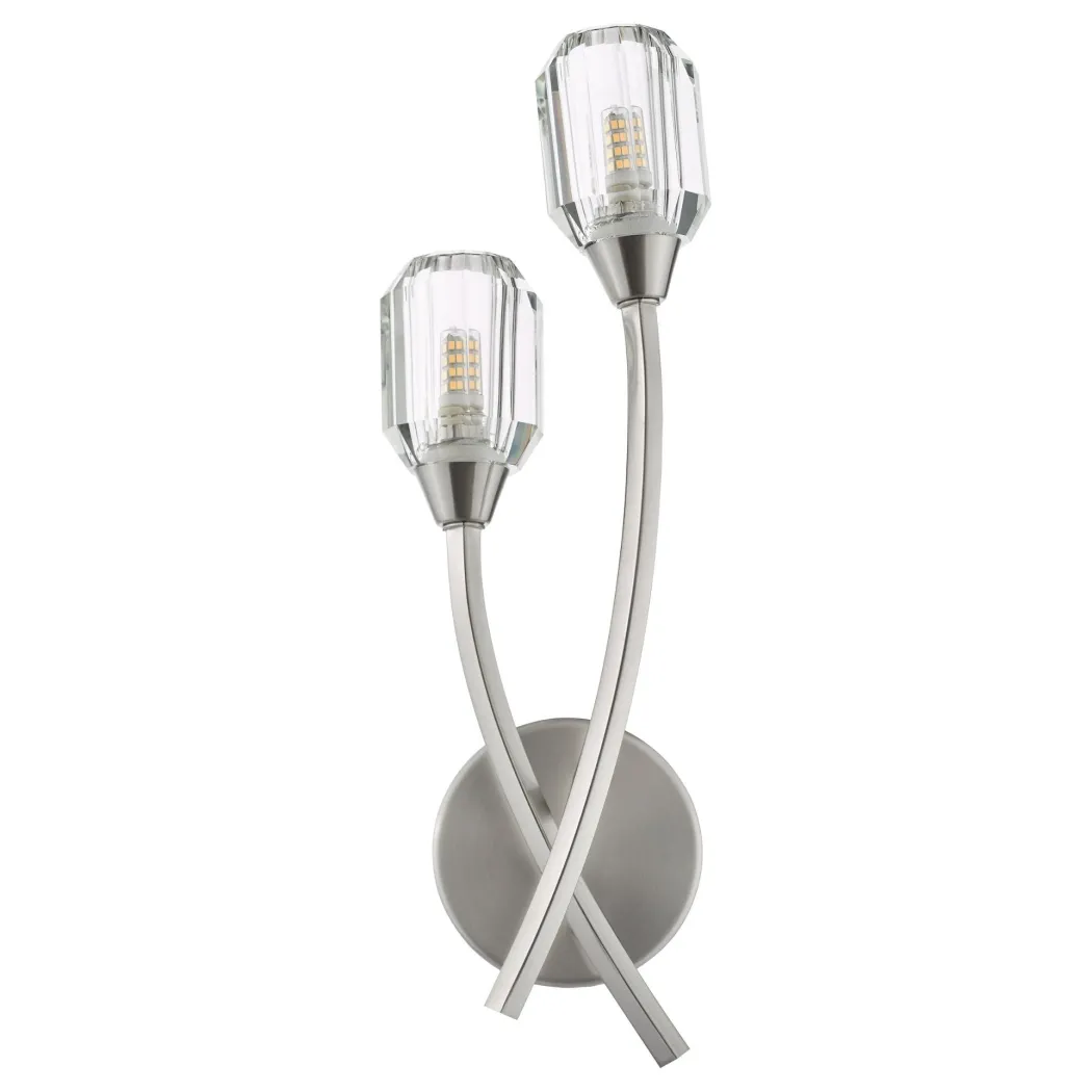 Zonda 2 Light Brushed Nickel & Crystal Wall Light