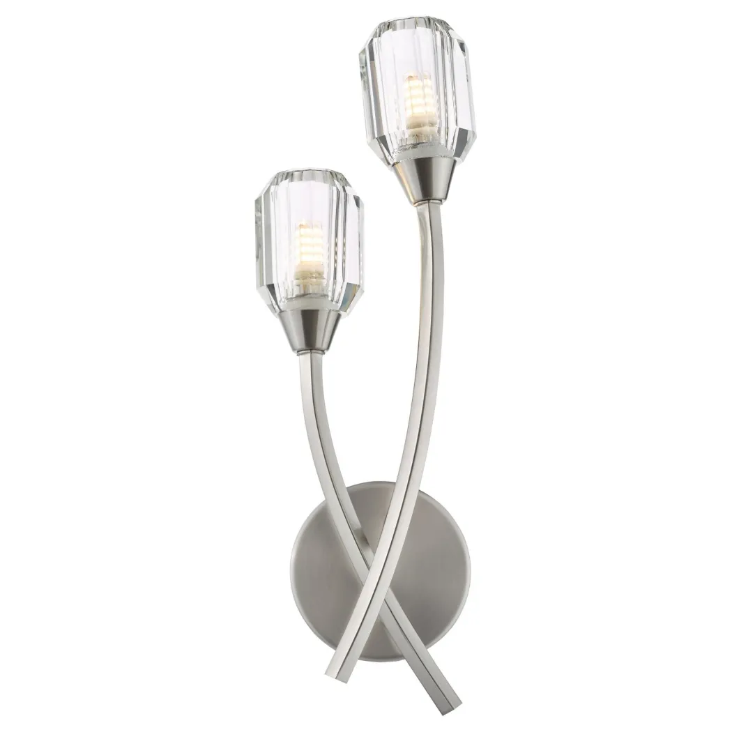 Zonda 2 Light Brushed Nickel & Crystal Wall Light