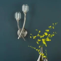 Zonda 2 Light Brushed Nickel & Crystal Wall Light