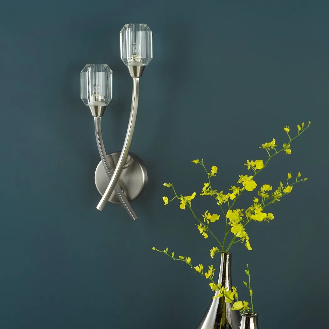 Zonda 2 Light Brushed Nickel & Crystal Wall Light