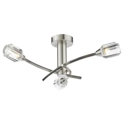 Zonda 3 Light Brushed Nickel Semi Flush Ceiling Light