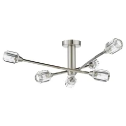 Zonda 6 Light Brushed Nickel Semi Flush Ceiling Light