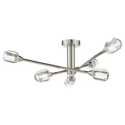 Zonda 6 Light Brushed Nickel Semi Flush Ceiling Light